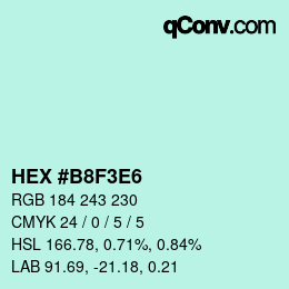 Color code: HEX #B8F3E6 | qconv.com