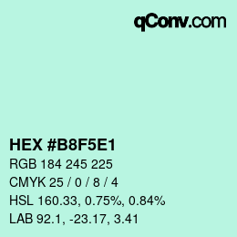 Color code: HEX #B8F5E1 | qconv.com