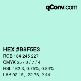 Color code: HEX #B8F5E3 | qconv.com