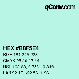 颜色代码: HEX #B8F5E4 | qconv.com