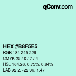 颜色代码: HEX #B8F5E5 | qconv.com