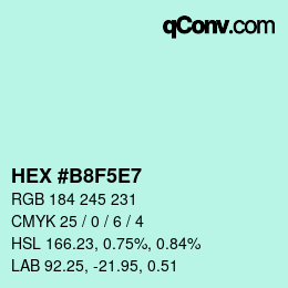 Color code: HEX #B8F5E7 | qconv.com