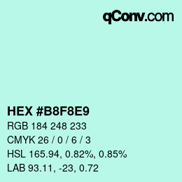 Color code: HEX #B8F8E9 | qconv.com