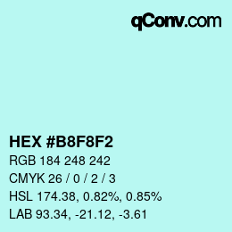 カラーコード: HEX #B8F8F2 | qconv.com