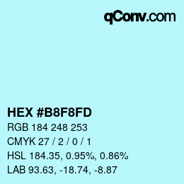 Color code: HEX #B8F8FD | qconv.com