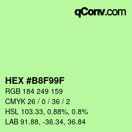 カラーコード: HEX #B8F99F | qconv.com