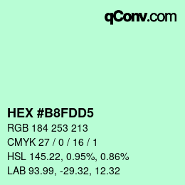 カラーコード: HEX #B8FDD5 | qconv.com