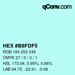 Color code: HEX #B8FDF5 | qconv.com
