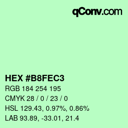 Color code: HEX #B8FEC3 | qconv.com