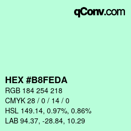 カラーコード: HEX #B8FEDA | qconv.com