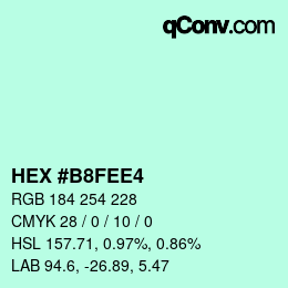 Color code: HEX #B8FEE4 | qconv.com