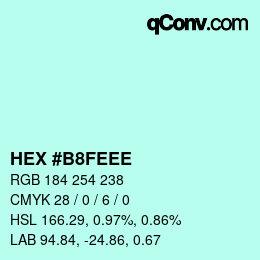 Color code: HEX #B8FEEE | qconv.com