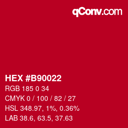 Farbcode: HEX #B90022 | qconv.com