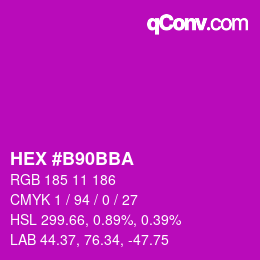 Farbcode: HEX #B90BBA | qconv.com