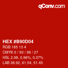 Color code: HEX #B90D04 | qconv.com