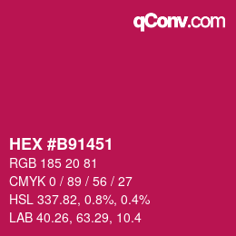 颜色代码: HEX #B91451 | qconv.com