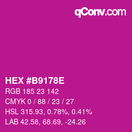 颜色代码: HEX #B9178E | qconv.com