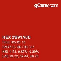 Color code: HEX #B91A0D | qconv.com