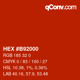 Code couleur: HEX #B92000 | qconv.com