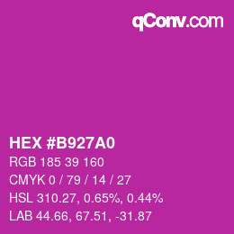 カラーコード: HEX #B927A0 | qconv.com