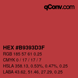颜色代码: HEX #B9393D3F | qconv.com
