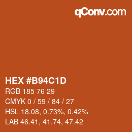 颜色代码: HEX #B94C1D | qconv.com