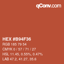 カラーコード: HEX #B94F36 | qconv.com