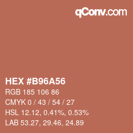 颜色代码: HEX #B96A56 | qconv.com