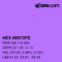 颜色代码: HEX #B972FE | qconv.com