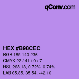 カラーコード: HEX #B98CEC | qconv.com