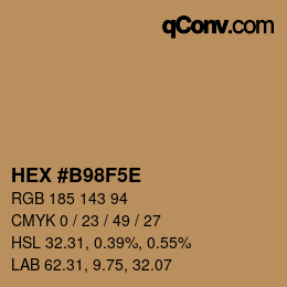 Color code: HEX #B98F5E | qconv.com
