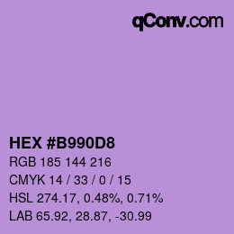 颜色代码: HEX #B990D8 | qconv.com
