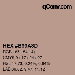 Color code: HEX #B99A8D | qconv.com