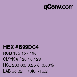 Farbcode: HEX #B99DC4 | qconv.com