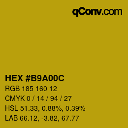 Color code: HEX #B9A00C | qconv.com