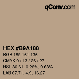 Farbcode: HEX #B9A188 | qconv.com