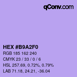 Color code: HEX #B9A2F0 | qconv.com