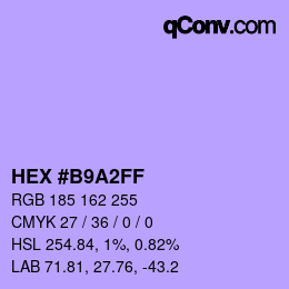 Color code: HEX #B9A2FF | qconv.com