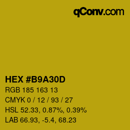 カラーコード: HEX #B9A30D | qconv.com