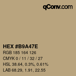 Color code: HEX #B9A47E | qconv.com