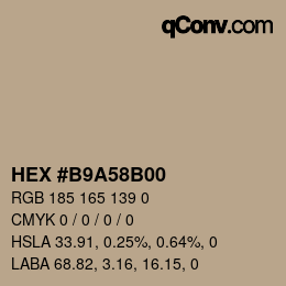 Color code: HEX #B9A58B00 | qconv.com