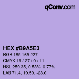 Color code: HEX #B9A5E3 | qconv.com