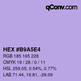 Color code: HEX #B9A5E4 | qconv.com