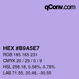 Farbcode: HEX #B9A5E7 | qconv.com