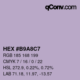 Código de color: HEX #B9A8C7 | qconv.com