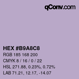 カラーコード: HEX #B9A8C8 | qconv.com