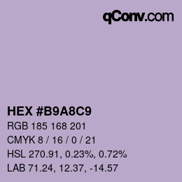 カラーコード: HEX #B9A8C9 | qconv.com