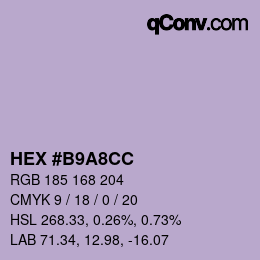 颜色代码: HEX #B9A8CC | qconv.com
