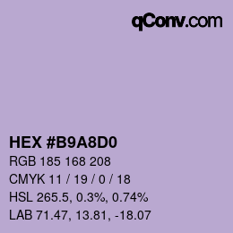 カラーコード: HEX #B9A8D0 | qconv.com