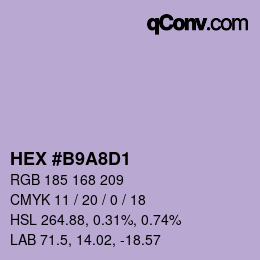 Color code: HEX #B9A8D1 | qconv.com